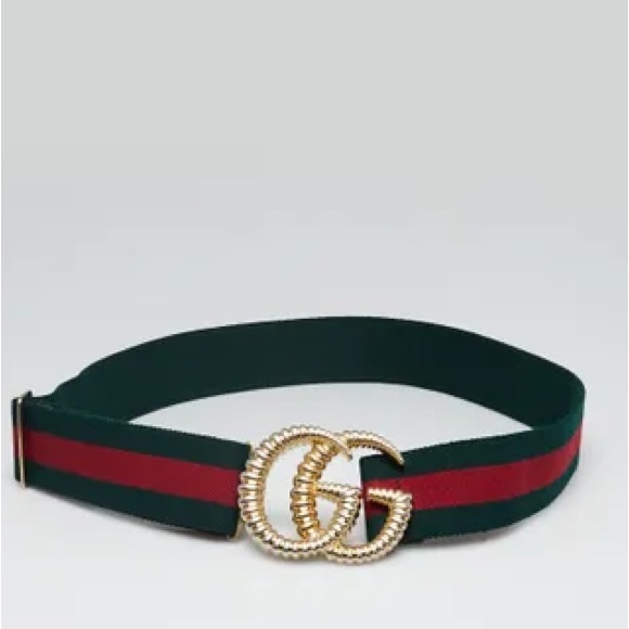 GUCCI Red/Green Web Elastic Torchon Double G Belt Size 70/28 - Picture 1 of 10